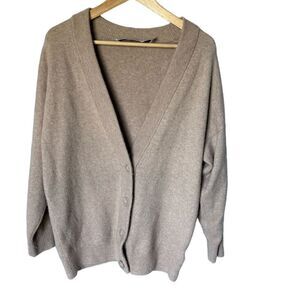 IRO Cardigan Wool Blend Beige Relaxed Fit Button Front Knit Parisian Oversized